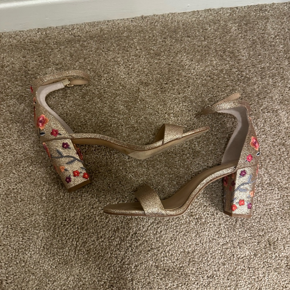 INC International Concepts Gold Floral Heels - Picture 8 of 9